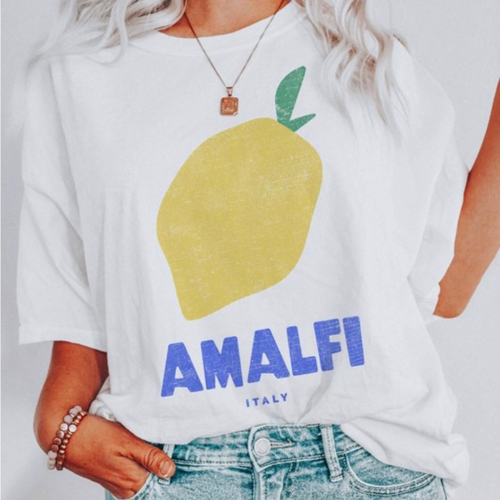 Amalfi White Oversized Lemon Tee
